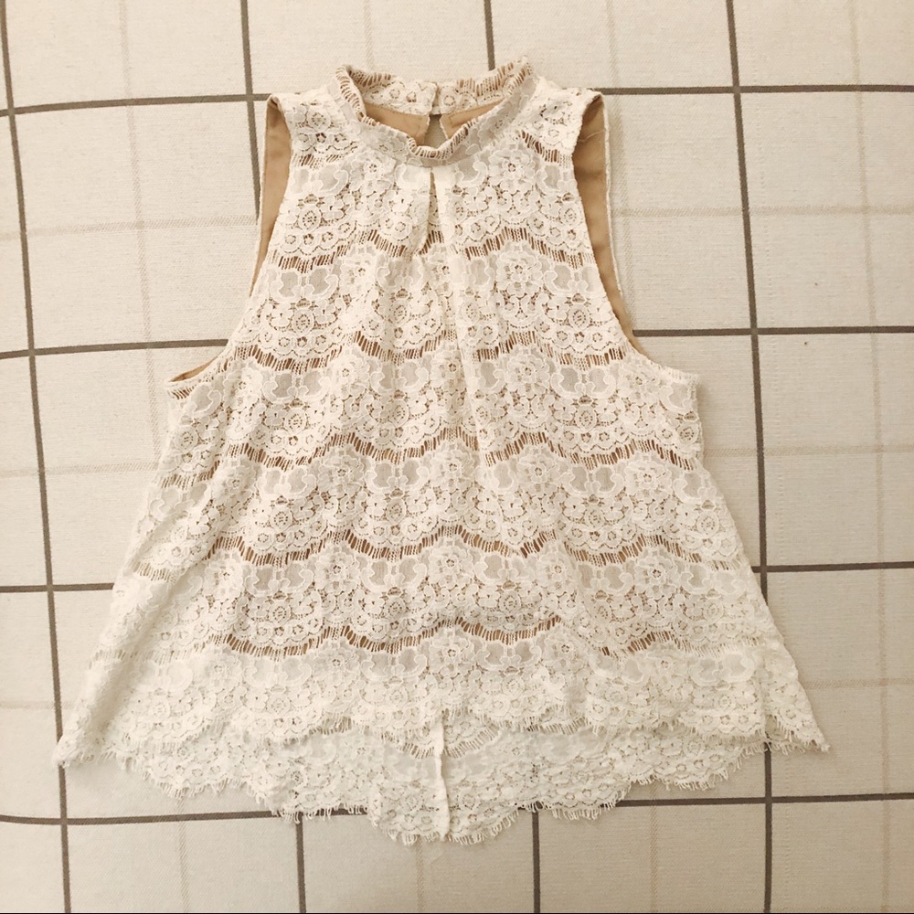 Love Fire white lace high neck tank top Size Small